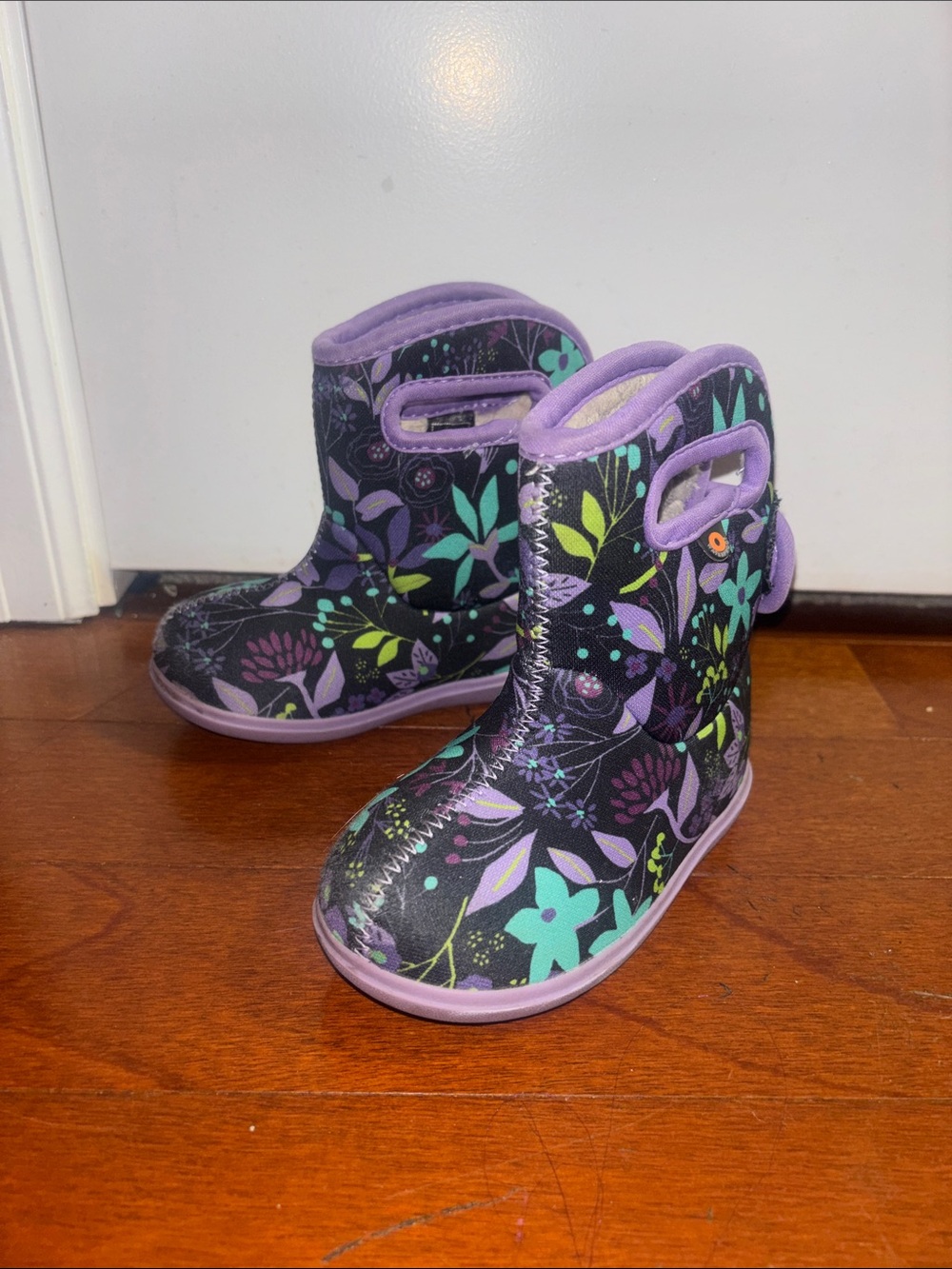 BOGS Kids Floral Purple Waterproof Boots